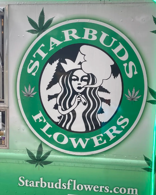Starbuds is too close to Starbucks never mind the dope smoking lady